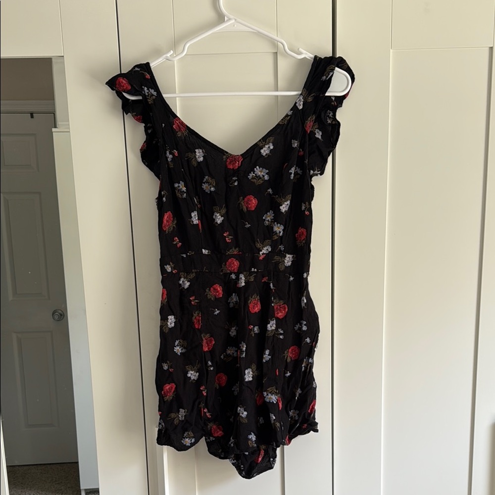 Floral Black Romper